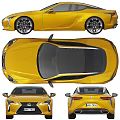 Yellow Lexus Sports Car Sleek Exterior Design With Front And Rear Views