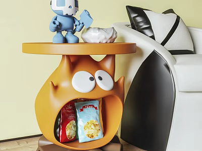 Modern Cream Cartoon Side Table Corner Table Cartoon Flame Side Table Small Coffee Table Children's Side Table 3d model