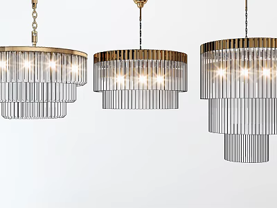 Modern Crystal Chandeliers With Metal Frames And Layered Illuminated Design 3d model