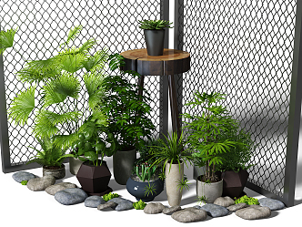 Modern potted landscape sketch 3d model