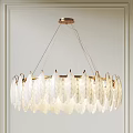 Elegant Modern Luxury Chandelier With White Leaf Shaped Shades And Golden Frame