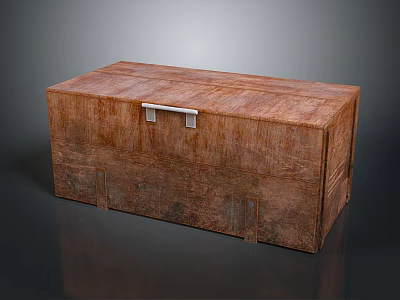 Vintage Wooden Trunk with Metal Latch and Rustic Brown Surface Texture 3d model