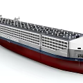 Modern Large Cargo Container Ship With Red Blue Hull And Containers 3d model