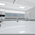 Hi Tech Modern Laboratory Interior With Advanced Equipment Digital Screens And White Ceiling Lights
