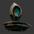Abstract Modern Sculptural Artwork With Curved Structure Green Brown Tones And Textured Base