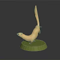 Weasel 3D Model With Long Tail Standing On Green Circular Base