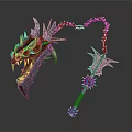 Mythical Dragon Head Chain Weapon With Spiked Hammer And Intricate Metal Design