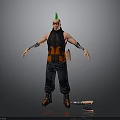 3D Character With Green Mohawk Black Vest Orange Accents Arm Guards Dark Pants Orange Boots