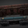 Heavy Duty Tank Truck With Two Blue Red Tanks And Warning Sign