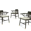 Modern Dining Table Set With Upholstered Sofa Dining Chairs Wooden Tabletop And Metal Frame 3d model