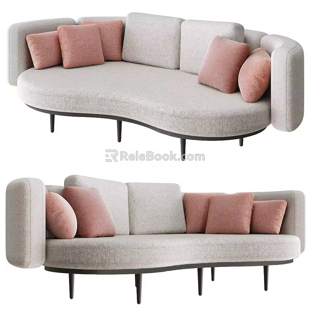 Modern Multiplayer Sofa Casual Sofa Curved Sofa 3d model