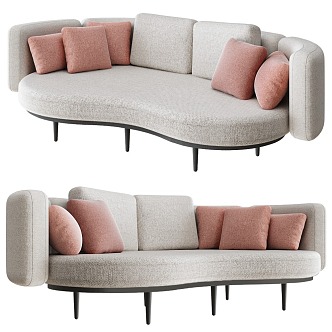 Modern Multiplayer Sofa Casual Sofa Curved Sofa 3d model