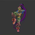 Futuristic Female Character With Purple Long Hair Mechanical Armor And Dynamic Pose