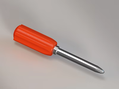 Durable Red Handle Screwdriver With Silver Metal Shaft Hand Tool For Home Repair 3d model