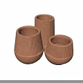 Handcrafted Terracotta Ceramic Vessels With Vertical Stripes For Modern Home Decor
