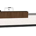 Modern Brown Reception Desk With Sleek Surface And Laptop On Top 3d model