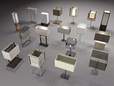 Collection Of Modern Table Lamps With Diverse Designs Shapes And Bases 3d model