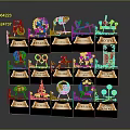 Display Shelf With Chair Clock Flower Scale Toy And Decorative Models