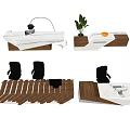 Modern Reception Desk Front Desk 3d model