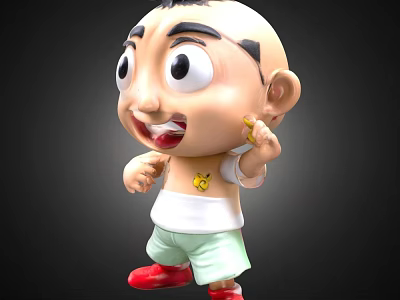 Doll Toy Little Old Man Cartoon Characters Farmer Game Characters Hand-held Ornaments Sculptor Ornaments Men Red Leather Shoes Three Hair 3d model