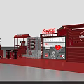 Coca Cola And ChunYue Red Exhibition Booth With Beverage Displays And Shelves