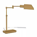 Modern Gold Desk Lamp With Adjustable Arm And Square Base Shade 3d model