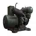 Industrial Air Compressor With Green Motor Storage Tank And Mechanical Parts