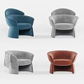 Modern Stylish Comfortable Single Sofa with Curved Armrests and Multiple Colors 3d model
