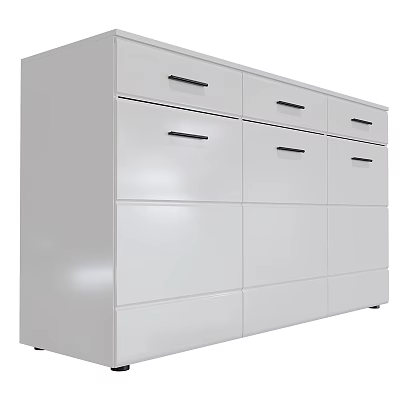 Modern White Dresser with Sleek Design Smooth Surface and Multiple Storage Drawers 3d model