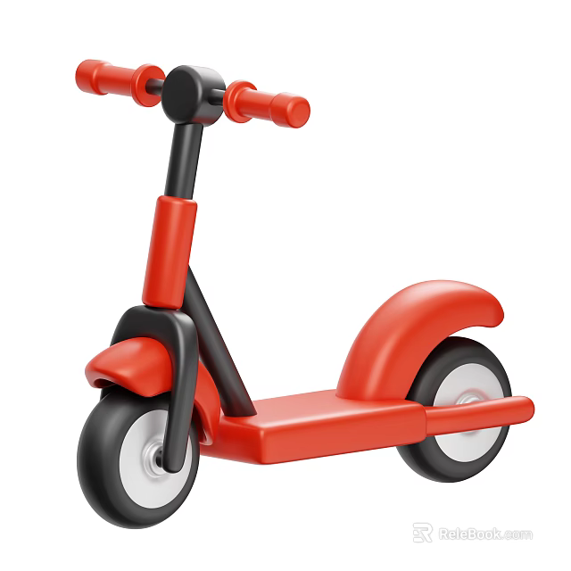 Red Children's Scooter for Toddlers with Safe Design and Fun Ride 3d model 
