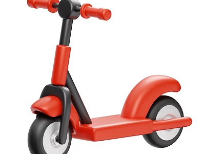Red Children's Scooter for Toddlers with Safe Design and Fun Ride 3d model