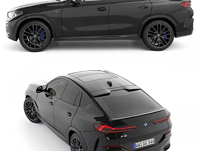 BMW X6 Black Sports Activity Coupe With Sport Wheels And Sleek Roofline 3d model