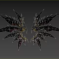 Red And Golden Symmetrical Wings Decorations With Intricate Patterns And Sharp Spikes Design