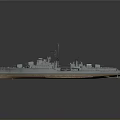 Military Warship As Water Transport Vehicle With Deck Turrets Mast And Gray Hull Design