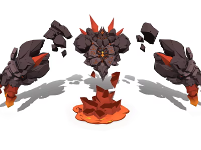 Lava Rock Creature With Black Stone Structure Red Spikes And Magma Base 3d model
