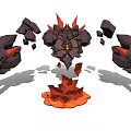 Lava Rock Creature With Black Stone Structure Red Spikes And Magma Base 3d model