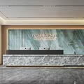 Modern company front desk background wall computer glass partition front desk 3d model