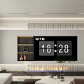 Elegant Modern Living Room Interior With Sofa Coffee Table TV Cabinet Fireplace And Clock