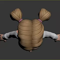 Cartoon Style 3D Modeled Game Movie Doctor Character With Blonde Pigtails Stethoscope White Coat