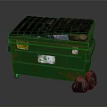 Green Trash Bin With Black Lid Black Trash Bags And Labels