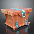 Wooden Storage Chest With Blue Metal Clasps And Ring Handle For Home Use