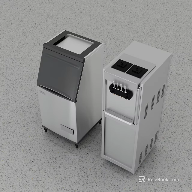 Two Modern Stainless Steel Kitchen Appliances With Compact Design And Efficient Functionality 3d model 
