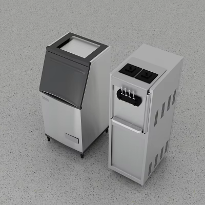Two Modern Stainless Steel Kitchen Appliances With Compact Design And Efficient Functionality 3d model