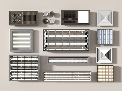 Various Modern Air Conditioner Vents With Different Grille Designs And Shapes For Home Use 3d model
