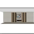 Open Folding Doors in Interior with Wall Mounted Vinyl Records and Fireplace Decor
