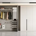Modern Wardrobe With Sliding Doors Hanging Rails Shelf Storage And Shoe Racks