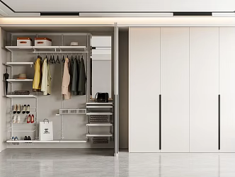 Metal Wardrobe Simple Wardrobe Cream Style Wardrobe Clothes Ornaments Wardrobe Door-to-Top Type Swing Door 3d model