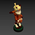 3D Game Movie Character With Blonde Hair Green Eyes Red Ears Body White Chest Fur