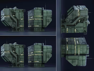 Futuristic Architecture Design With Modular Industrial Structures And Illuminated Accents 3d model