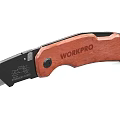 WORKPRO Professional Folding Utility Knife With Wooden Handle For Cutting Tasks